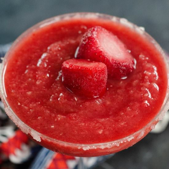FROZEN STRAWBERRY RHUBARB MARGARITA - Recipe photo by Stylish Cravings