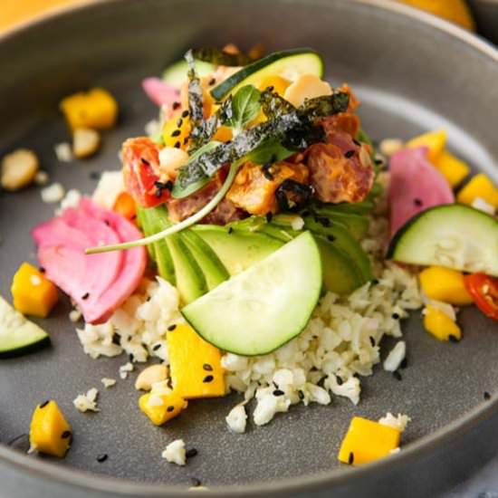 Vegan Poke Bowl with Chili Aioli - Recipe photo by theseasonaljunkie