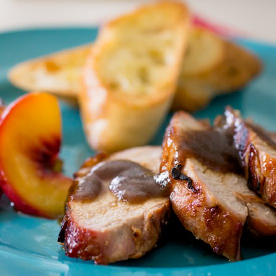 Rum glazed pork & grilled peaches - Recipe photo by peanut.blossom