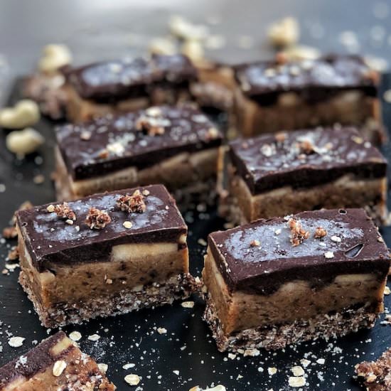 Chocolate Cashew Date Caramel Slice - Recipe photo by fabs_good_food