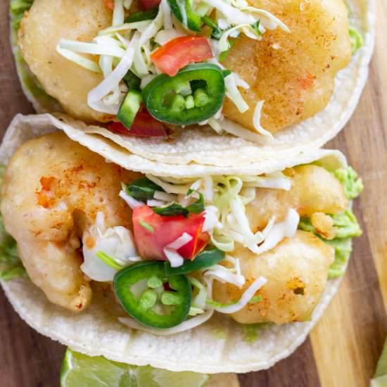 Beer Battered Shrimp Tacos - Recipe photo by ThaiCaliente