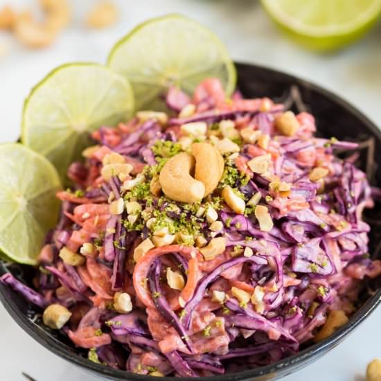 Thai-inspired red cabbage slaw - Recipe photo by electricbluefood