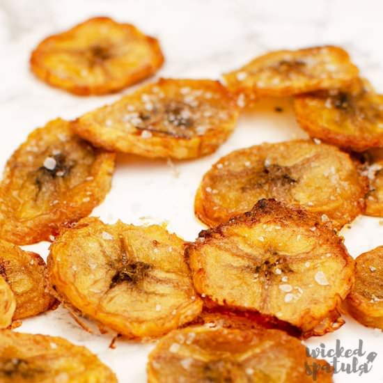 Baked Plantain Chips - Recipe photo by Wicked Spatula