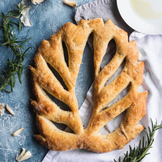 Rosemary Garlic Fougasse - Recipe photo by GoodThingsBakingCo