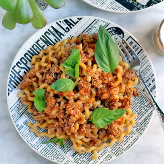 Spicy-Sweet Sambal Pork Noodles - Recipe photo by twoofakindcooks