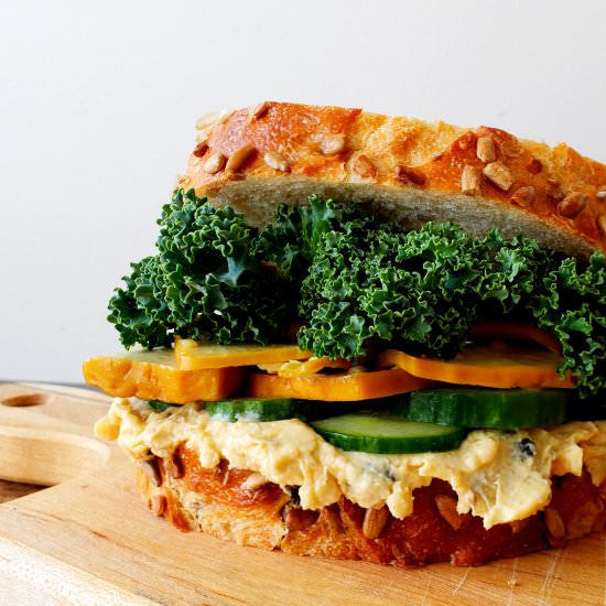 Smoked Tofu Sandwich with Hummus - Recipe photo by letstalkvegan.today