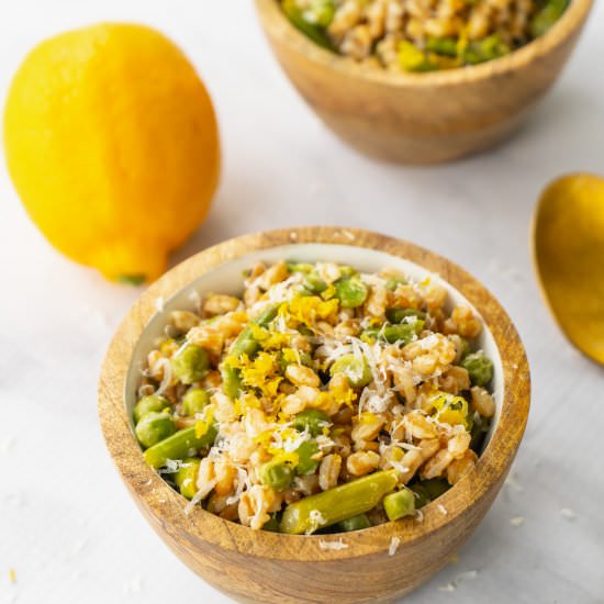 Spring Farro Salad w Meyer Lemon - Recipe photo by sipandspice