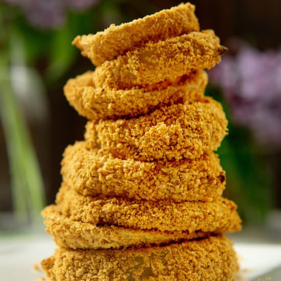 Vegan Baked Onion Rings - Recipe photo by passtheplants