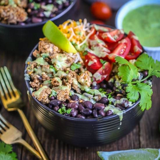 Chicken Burrito Bowls with Avocado - Recipe photo by whatshouldimakefor