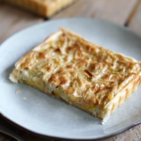 Creamy Potato Leek Tart - Recipe photo by Blueberry Vegan