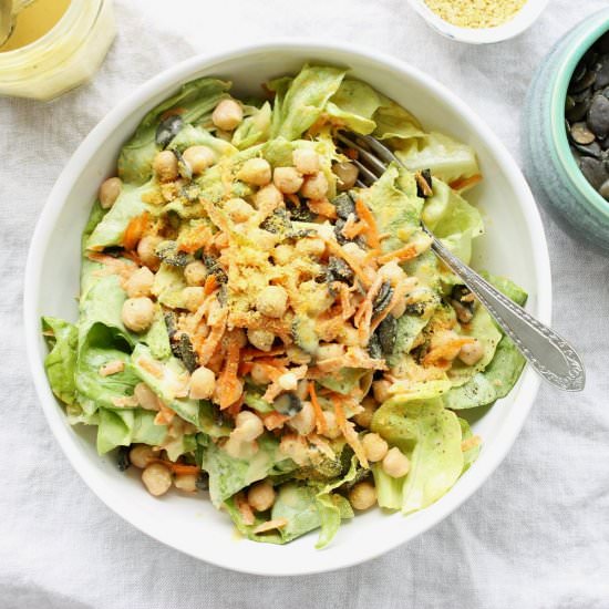 Supergreen salad with cashew sauce - Recipe photo by Beloved Kitchen