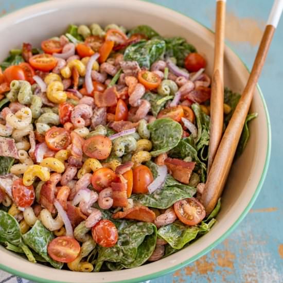 Spinach Bacon Pasta Salad - Recipe photo by Blessthismess