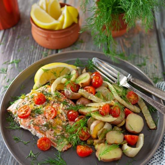 Salmon with Fennel and Tomatoes - Recipe photo by eatmediterraneanfood