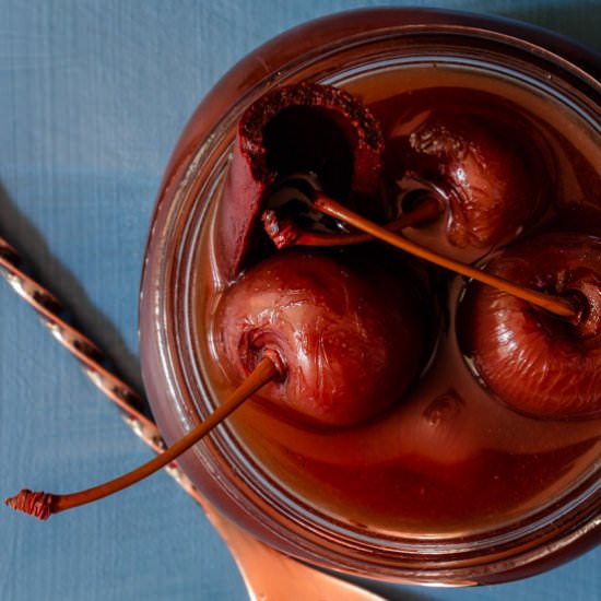 Spiced pickled cherries - Recipe photo by peck of pickles