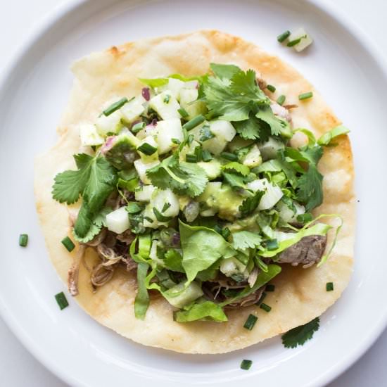 Grain Free Chicken Tostadas - Recipe photo by Our Food Fix