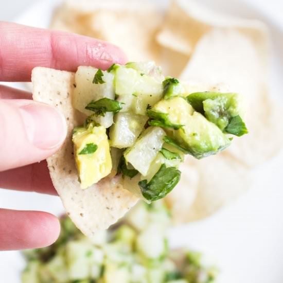 Jicama Avocado Salsa - Recipe photo by Our Food Fix