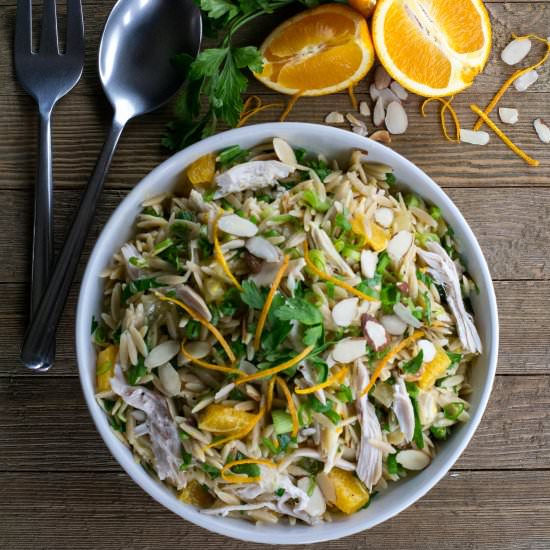Orange Chicken Orzo Salad - Recipe photo by whattheforksfordinner