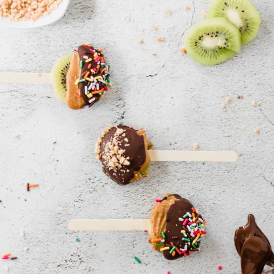 Chocolate Peanut Butter Kiwi Pops - Recipe photo by thepracticalrd