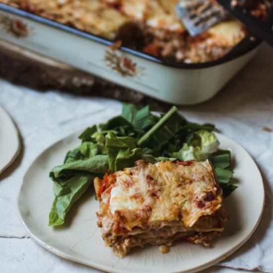 Meatless lasagna - Recipe photo by curryandlove