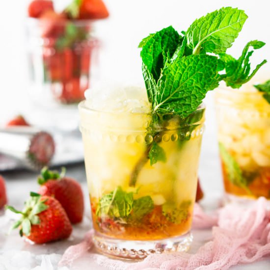 Strawberry Mint Julep - Recipe photo by Burrata and Bubbles