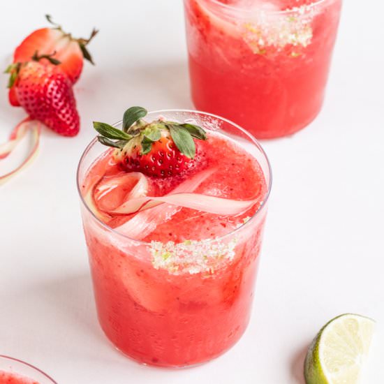 Frozen Strawberry Rhubarb Margarita - Recipe photo by ShortGirlTallOrder
