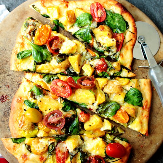 Veggie & Bechamel Flatbread Pizza - Recipe photo by butter and bliss