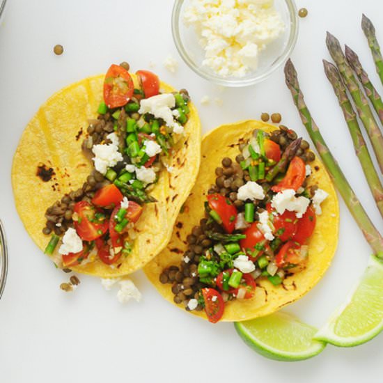 Lentil Tacos with Asparagus Pico - Recipe photo by alisonsallspice