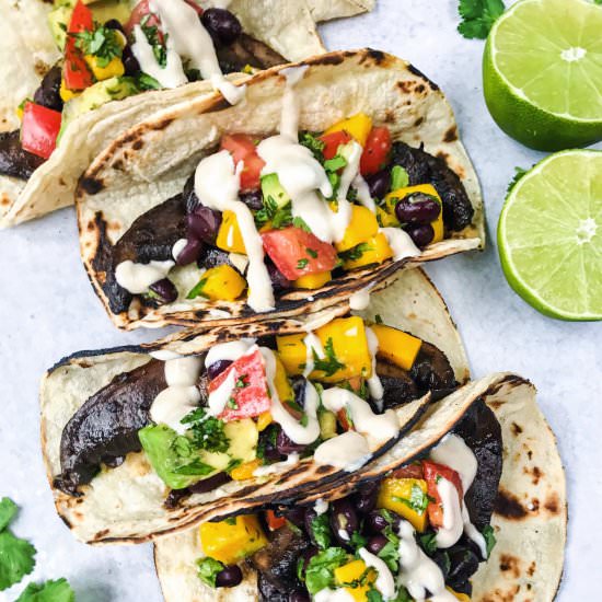 Mushroom Tacos+Mango Avocado Salsa - Recipe photo by daisybeet