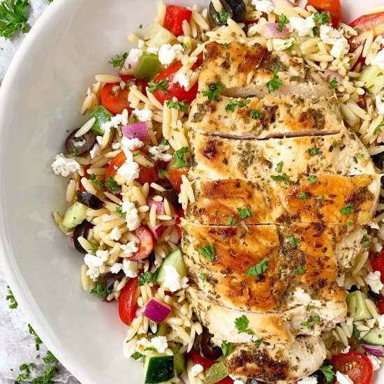 Greek Chicken & Pasta Salad - Recipe photo by FitSlowCookerQueen