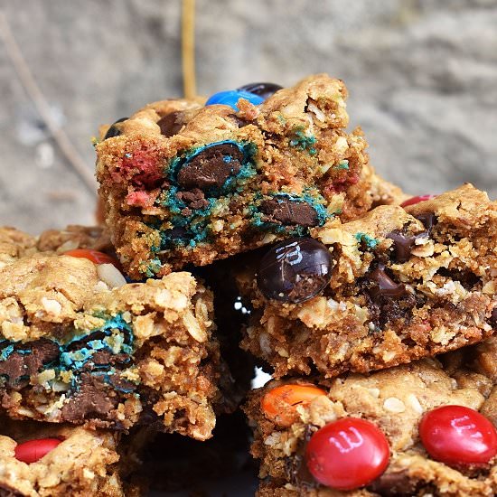 Monster Cookie Bars - Recipe photo by lightscamerabake