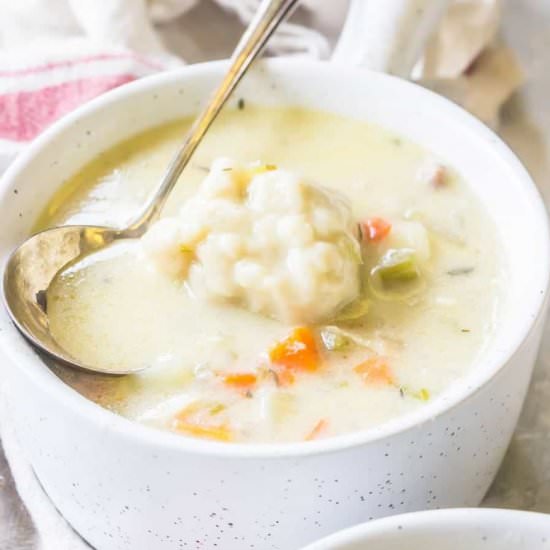 Gluten Free Chicken and Dumplings - Recipe photo by Wicked Spatula