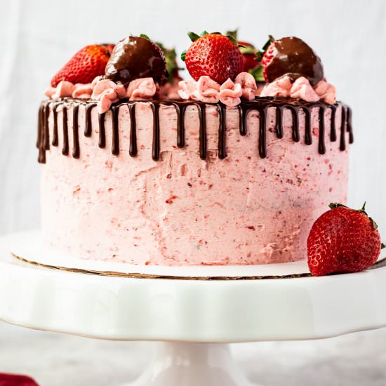 Chocolate Covered Strawberry Cake - Recipe photo by SugarSpicesLife