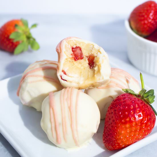 Strawberry Cream Cheese Truffles - Recipe photo by The Sugar Hub