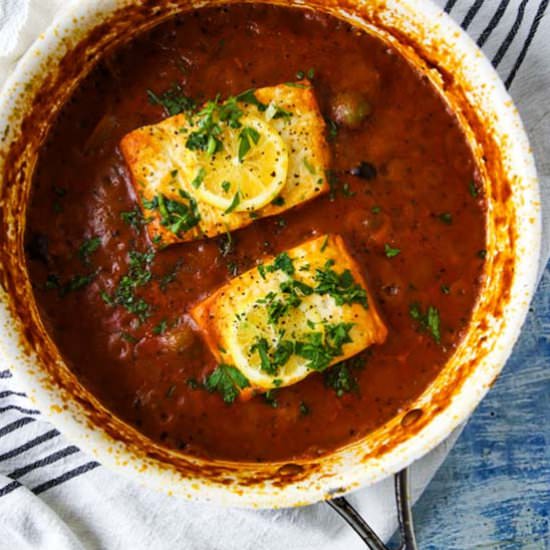 Tomato Poached Fish Recipe - Recipe photo by theseasonaljunkie