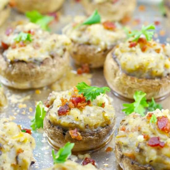 Easy Pierogi Stuffed Mushrooms - Recipe photo by Food Meanderings