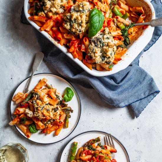 Vegan Spring Pasta Bake - Recipe photo by olive_and_mango