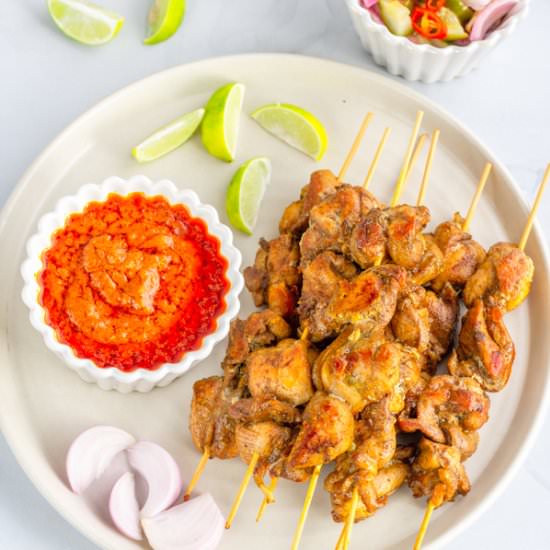 Thai Chicken Satay & Peanut Sauce - Recipe photo by Priyanka DK