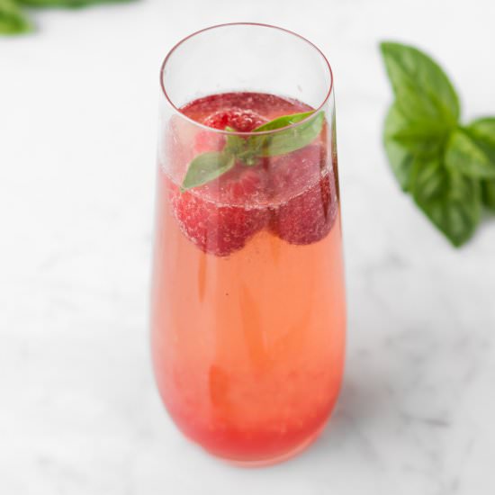 sparkling raspberry basil shrub - Recipe photo by withspice