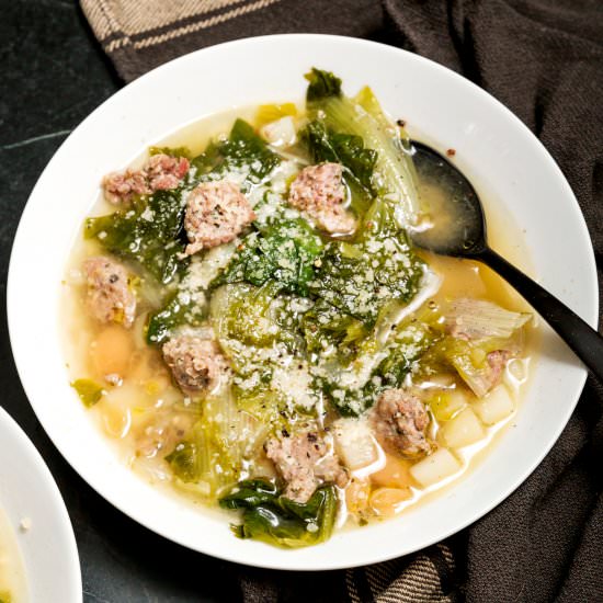 Porchetta Sausage and Escarole Soup - Recipe photo by mosthungry