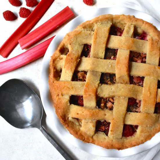 Rhubarb Raspberry Pie - Recipe photo by toopreciousforprocessed