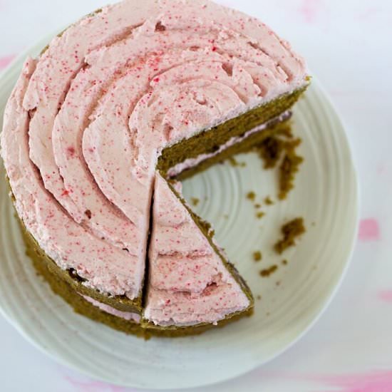 Matcha Cake & Raspberry Rose Cream - Recipe photo by deliciousnotgorg