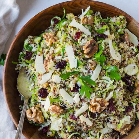 Shaved Brussels Sprouts and Quinoa - Recipe photo by garlic and zest