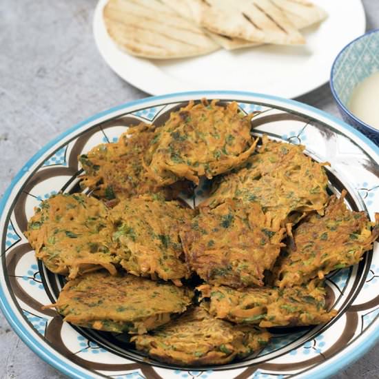 Vegan carrot fritters - Recipe photo by Mandy Sneaky Veg