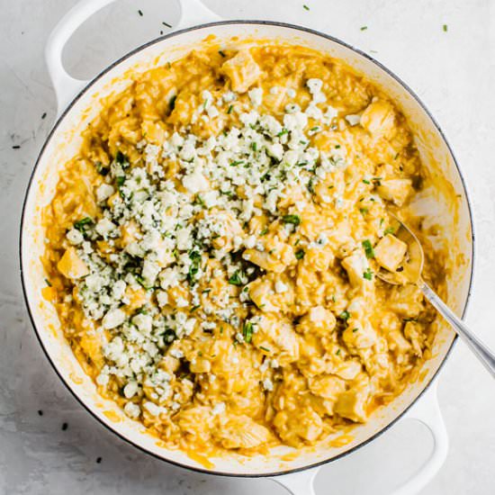 Buffalo Chicken and Rice Skillet - Recipe photo by AimeeMarsLiving