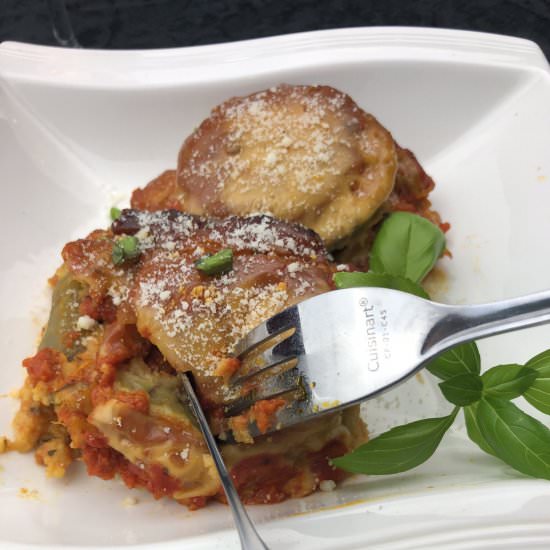 Healthy Eggplant Parmigiana - Recipe photo by Sueseaqpi