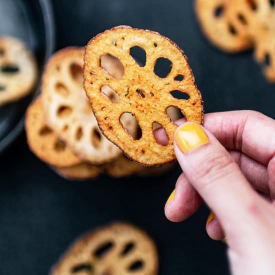 Crispy lotus root chips - Recipe photo by k33kitchen
