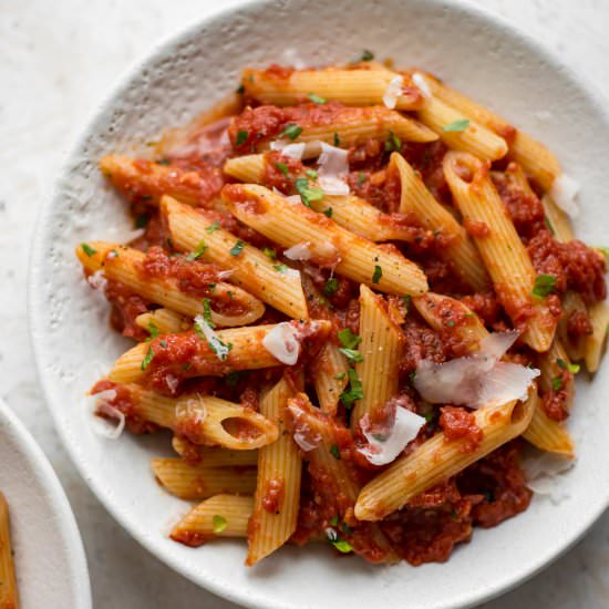 Easy Pasta Arrabiata - Recipe photo by saltandlavender