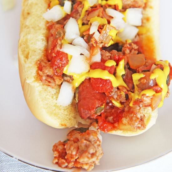 The Best Chili Hot Dog Recipe - Recipe photo by Chop Happy