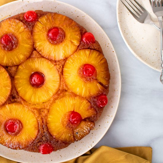 Pineapple Upside Down Cake (Video) - Recipe photo by The Sugar Hub