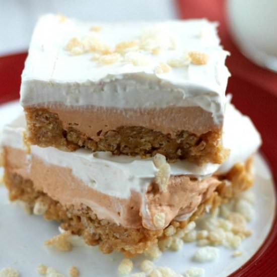 No Bake Scotcheroos Cheesecake Bars - Recipe photo by Skinny Sweets